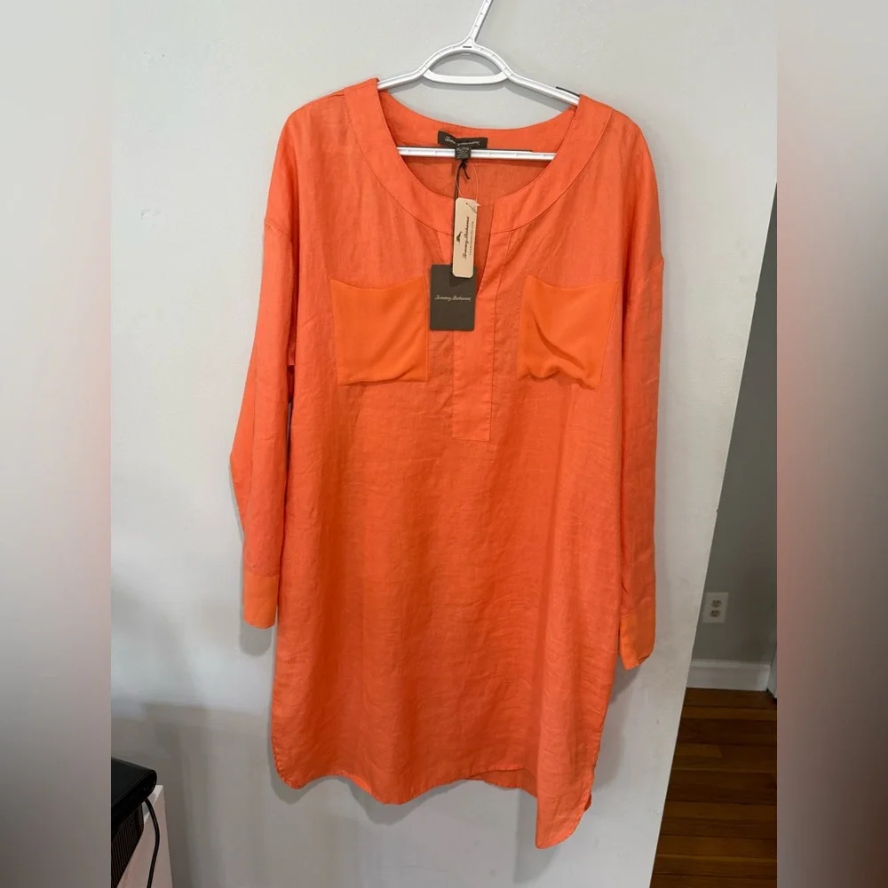 Tommy Bahama Coral Pocketed linen shirt dress size XL - Picture 5 of 11